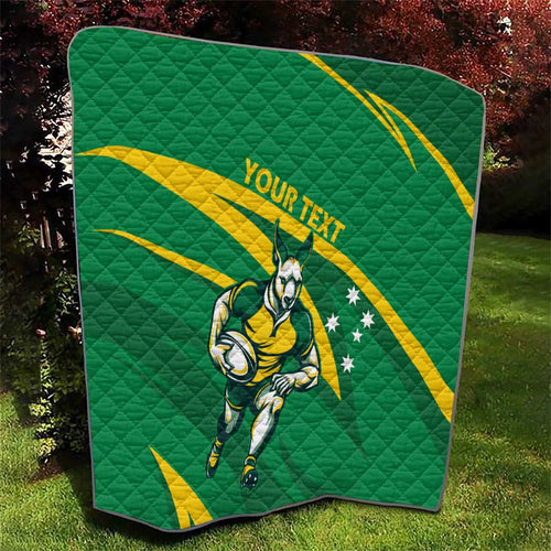 Personalized Australia Rugby Champion Quilt Wallabies Mascot with Sporty Style