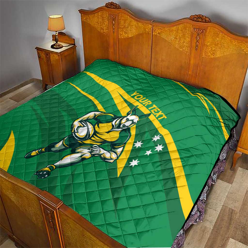 Personalized Australia Rugby Champion Quilt Wallabies Mascot with Sporty Style
