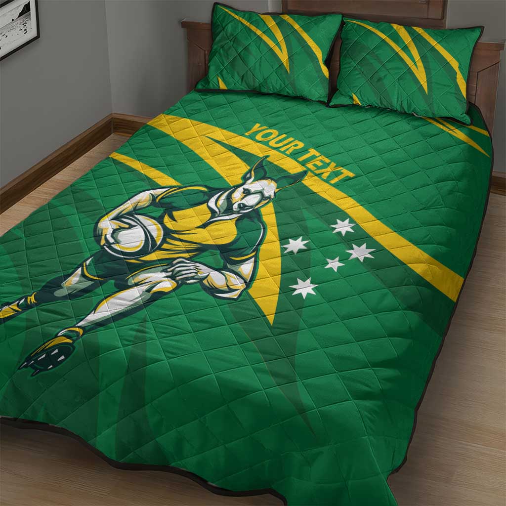 Personalized Australia Rugby Champion Quilt Bed Set Wallabies Mascot with Sporty Style