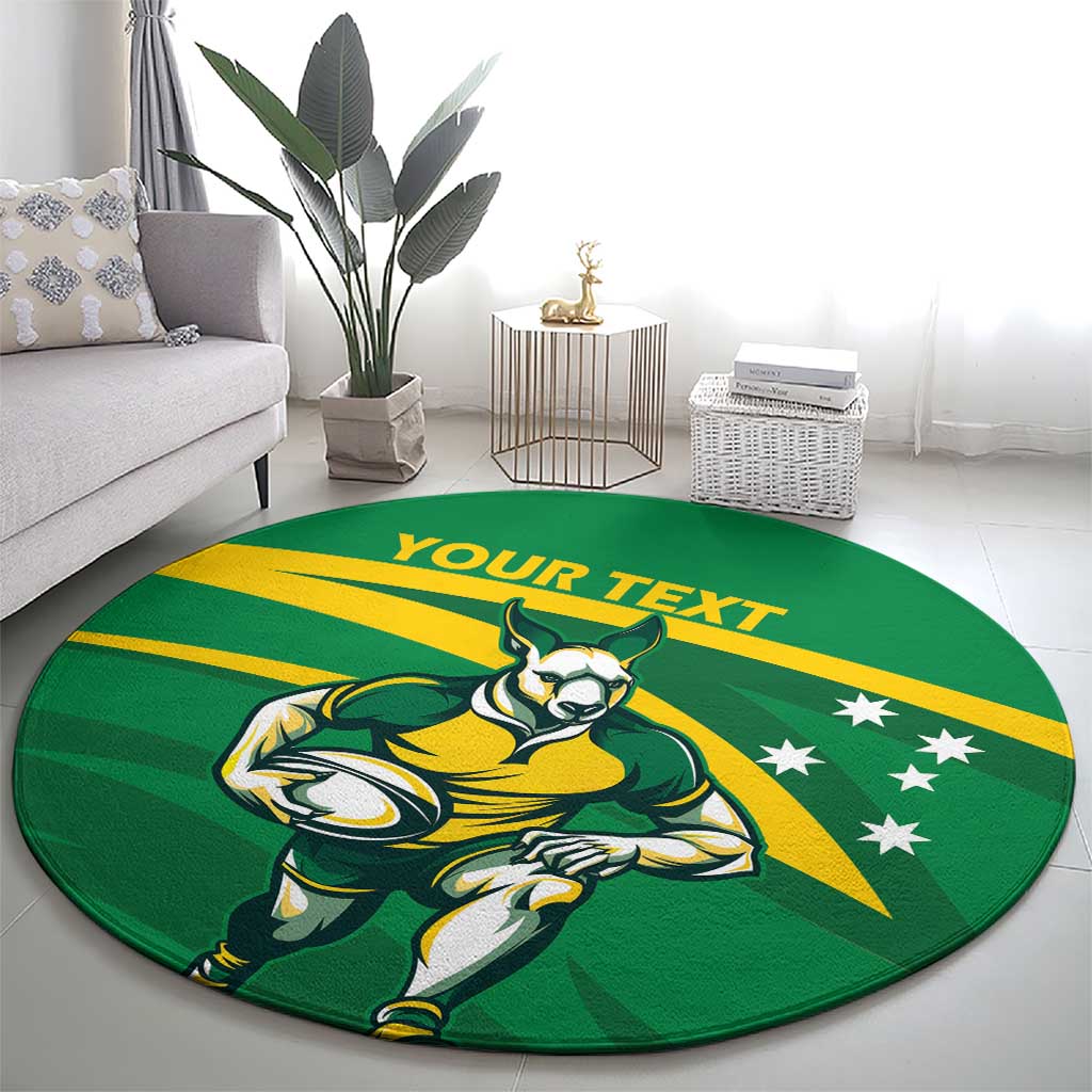 Personalized Australia Rugby Champion Round Carpet Wallabies Mascot with Sporty Style