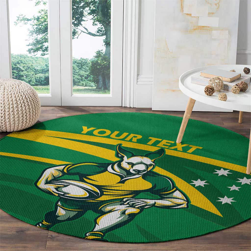 Personalized Australia Rugby Champion Round Carpet Wallabies Mascot with Sporty Style