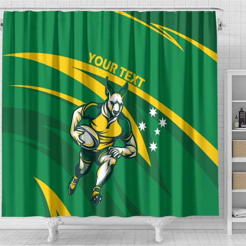 Personalized Australia Rugby Champion Shower Curtain Wallabies Mascot with Sporty Style