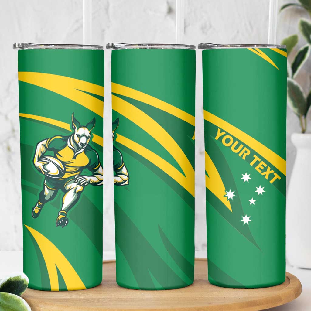 Personalized Australia Rugby Champion Skinny Tumbler Wallabies Mascot with Sporty Style