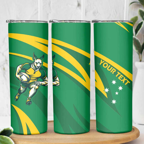 Personalized Australia Rugby Champion Skinny Tumbler Wallabies Mascot with Sporty Style