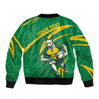 Personalized Australia Rugby Champion Sleeve Zip Bomber Jacket Wallabies Mascot with Sporty Style