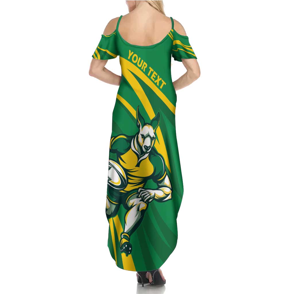 Personalized Australia Rugby Champion Summer Maxi Dress Wallabies Mascot with Sporty Style