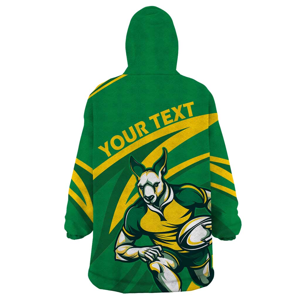 Personalized Australia Rugby Champion Wearable Blanket Hoodie Wallabies Mascot with Sporty Style