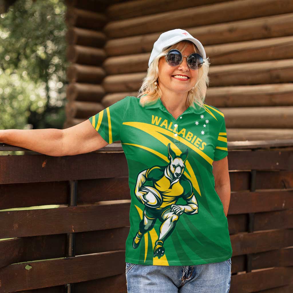 Personalized Australia Rugby Champion Women Polo Shirt Wallabies Mascot with Sporty Style