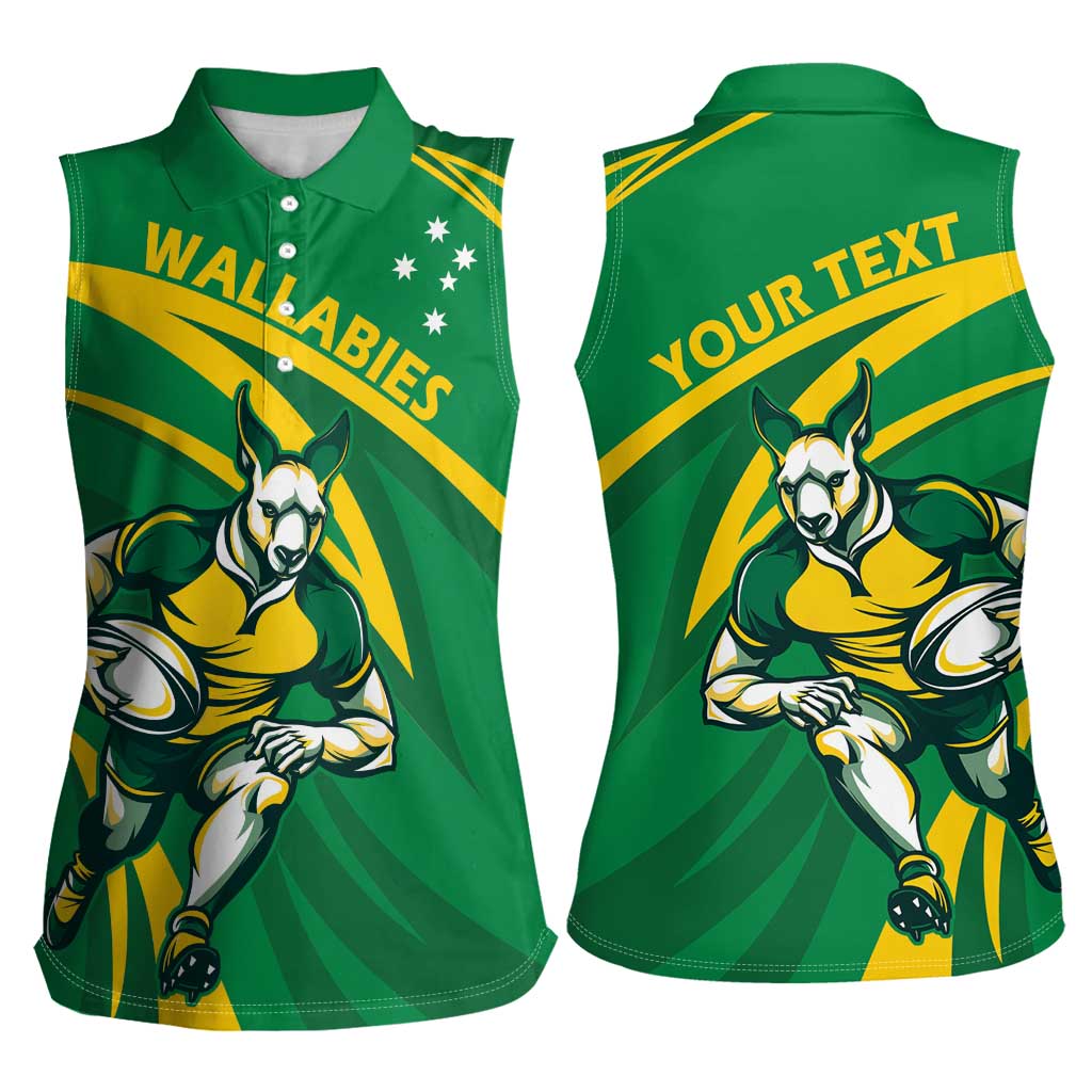 Personalized Australia Rugby Champion Women Sleeveless Polo Shirt Wallabies Mascot with Sporty Style