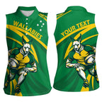Personalized Australia Rugby Champion Women Sleeveless Polo Shirt Wallabies Mascot with Sporty Style