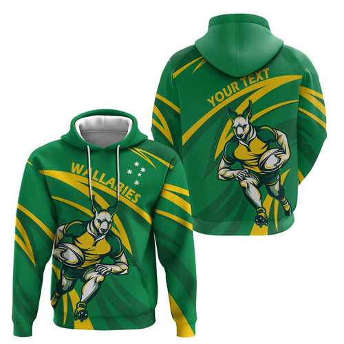 Personalized Australia Rugby Champion Zip Hoodie Wallabies Mascot with Sporty Style