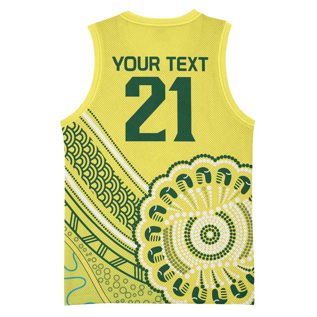 Custom Cricket Aussie Pride Basketball Jersey Aboriginal Dot Art Cricket - Aussie Hoodie