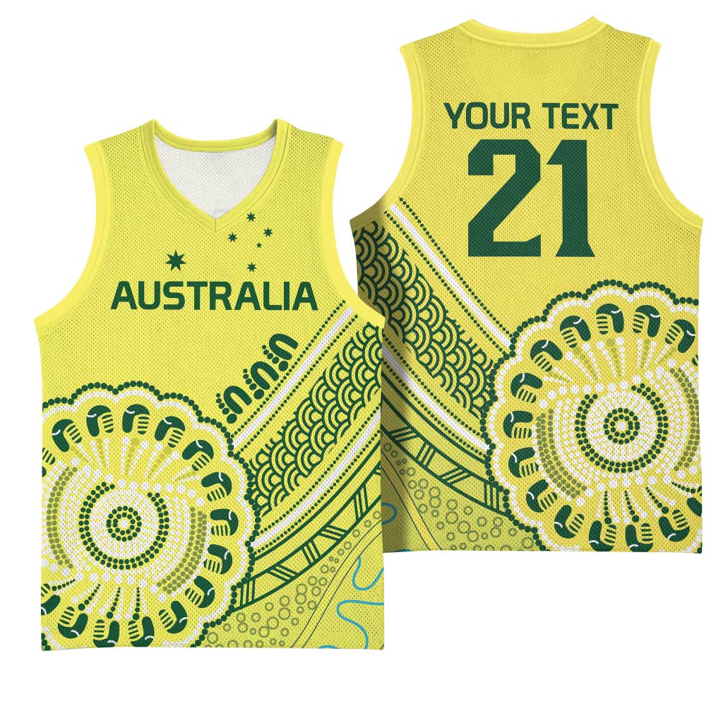 Custom Cricket Aussie Pride Basketball Jersey Aboriginal Dot Art Cricket - Aussie Hoodie
