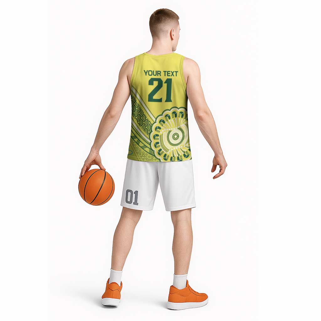 Custom Cricket Aussie Pride Basketball Jersey Aboriginal Dot Art Cricket - Aussie Hoodie