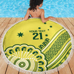 Custom Cricket Aussie Pride Beach Blanket Aboriginal Dot Art Cricket - Aussie Hoodie