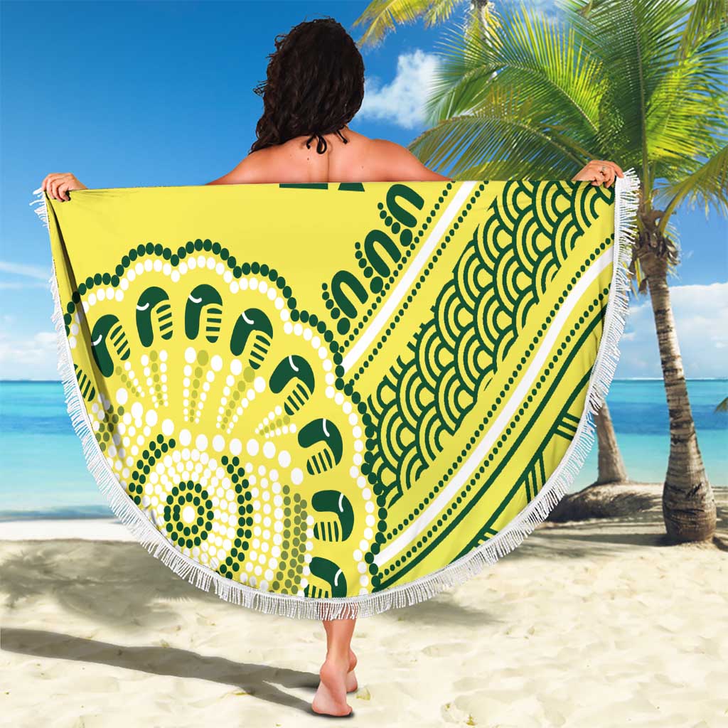 Custom Cricket Aussie Pride Beach Blanket Aboriginal Dot Art Cricket - Aussie Hoodie