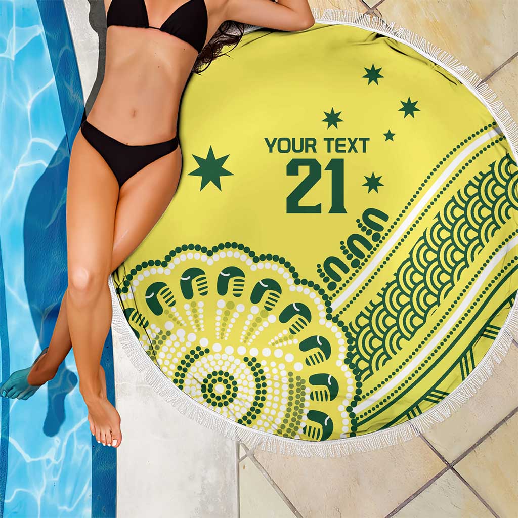 Custom Cricket Aussie Pride Beach Blanket Aboriginal Dot Art Cricket - Aussie Hoodie