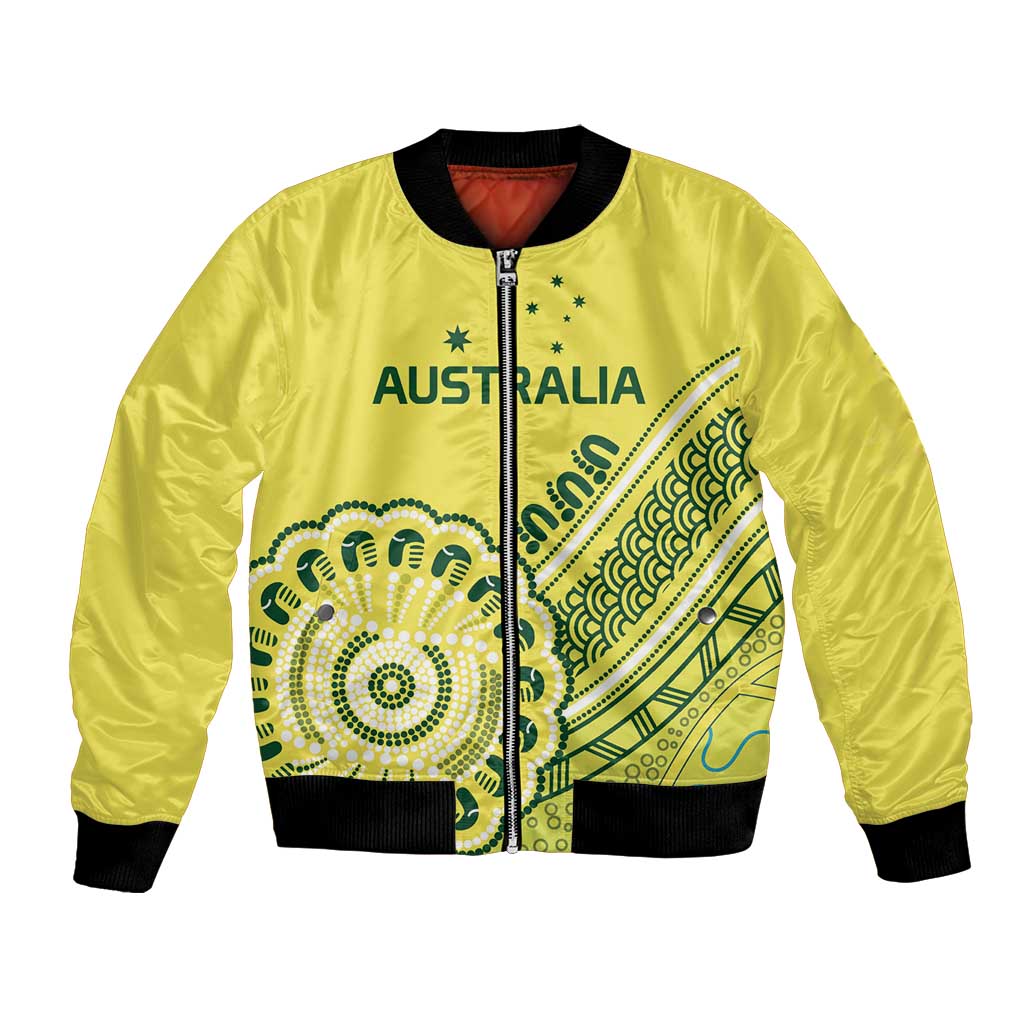 Custom Cricket Aussie Pride Bomber Jacket Aboriginal Dot Art Cricket - Aussie Hoodie