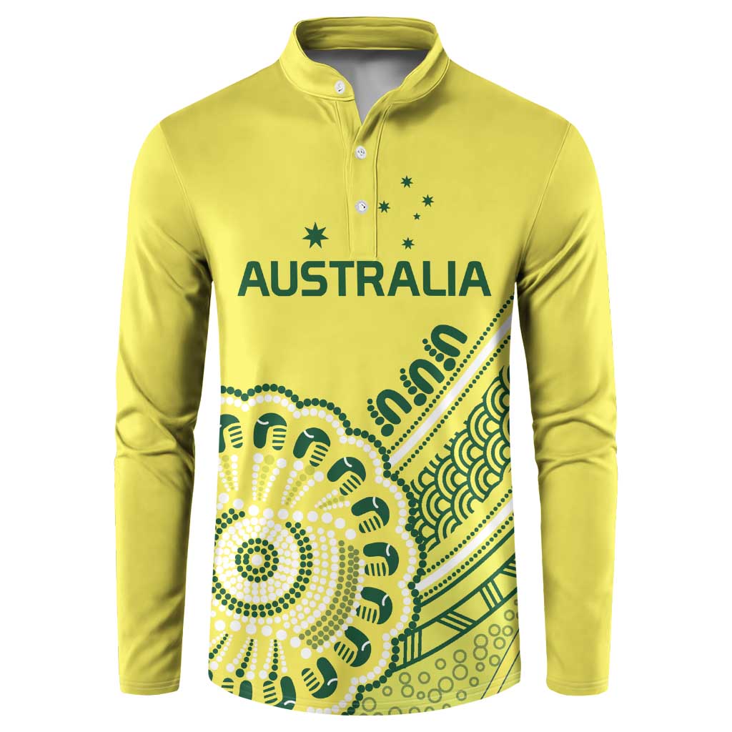 Custom Cricket Aussie Pride Button Sweatshirt Aboriginal Dot Art Cricket - Aussie Hoodie