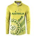 Custom Cricket Aussie Pride Button Sweatshirt Aboriginal Dot Art Cricket - Aussie Hoodie