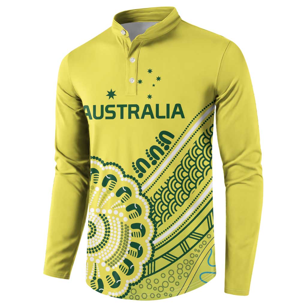 Custom Cricket Aussie Pride Button Sweatshirt Aboriginal Dot Art Cricket - Aussie Hoodie