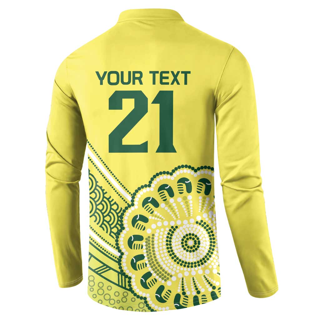 Custom Cricket Aussie Pride Button Sweatshirt Aboriginal Dot Art Cricket - Aussie Hoodie