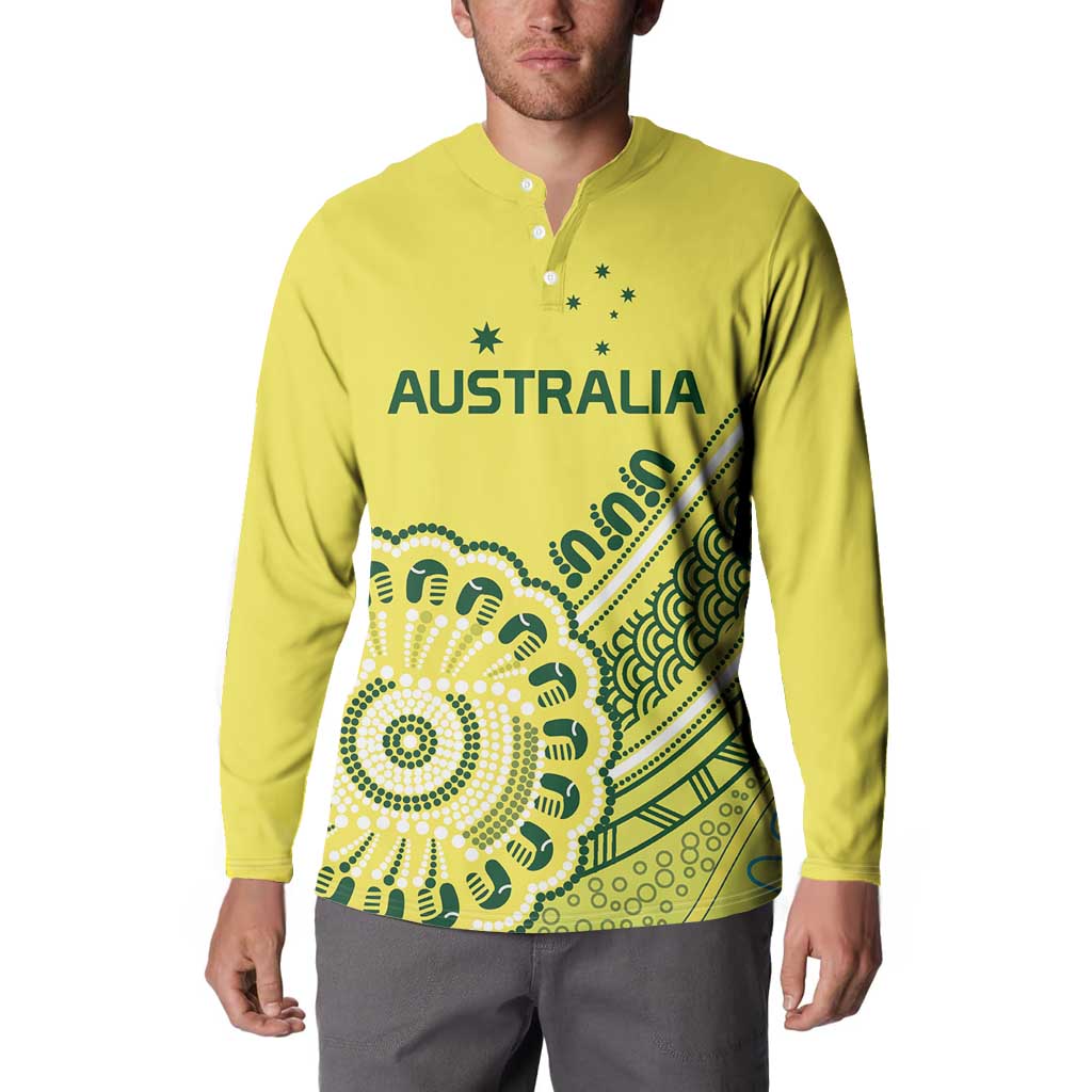 Custom Cricket Aussie Pride Button Sweatshirt Aboriginal Dot Art Cricket - Aussie Hoodie