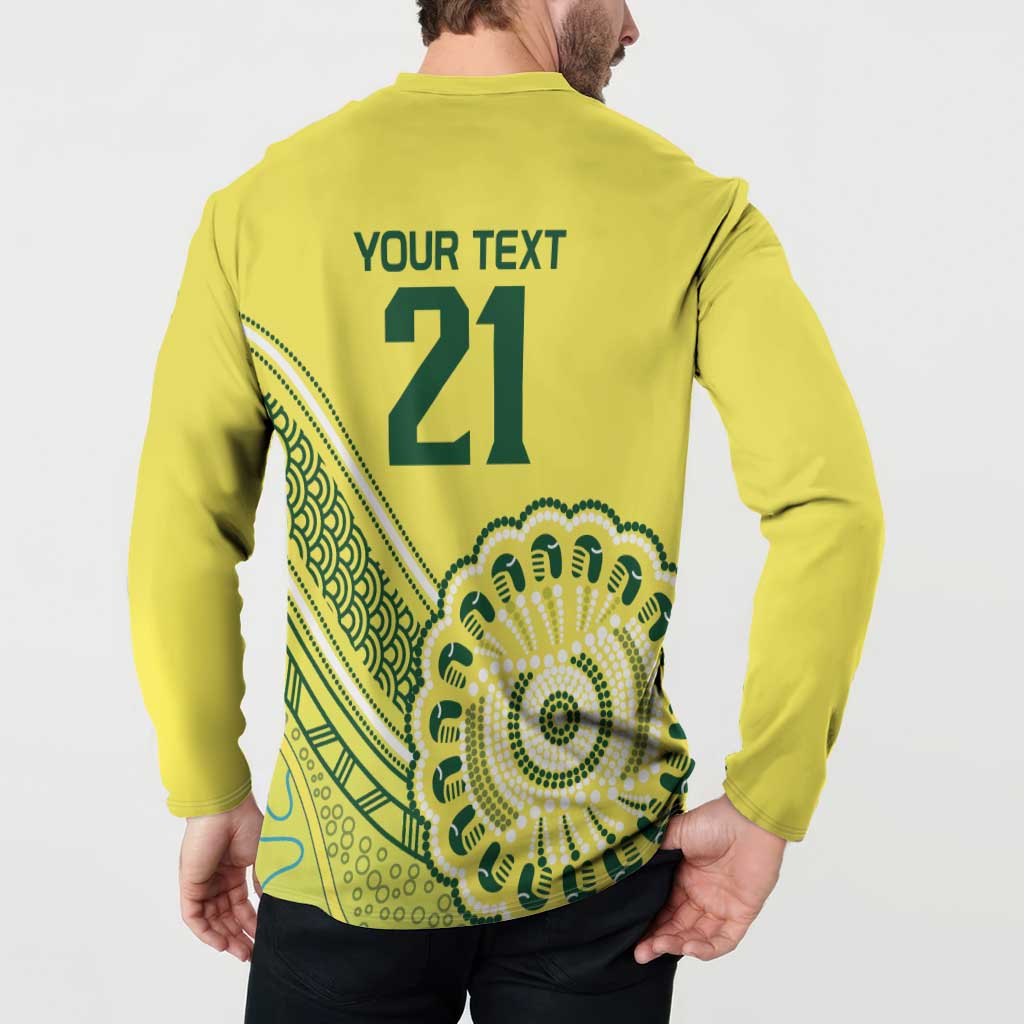 Custom Cricket Aussie Pride Button Sweatshirt Aboriginal Dot Art Cricket - Aussie Hoodie