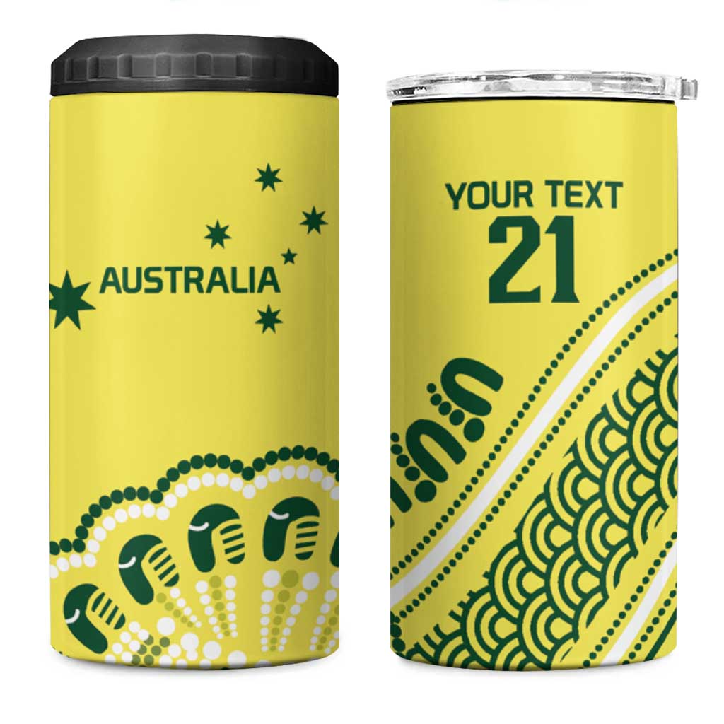 Custom Cricket Aussie Pride 4 in 1 Can Cooler Tumbler Aboriginal Dot Art Cricket - Aussie Hoodie