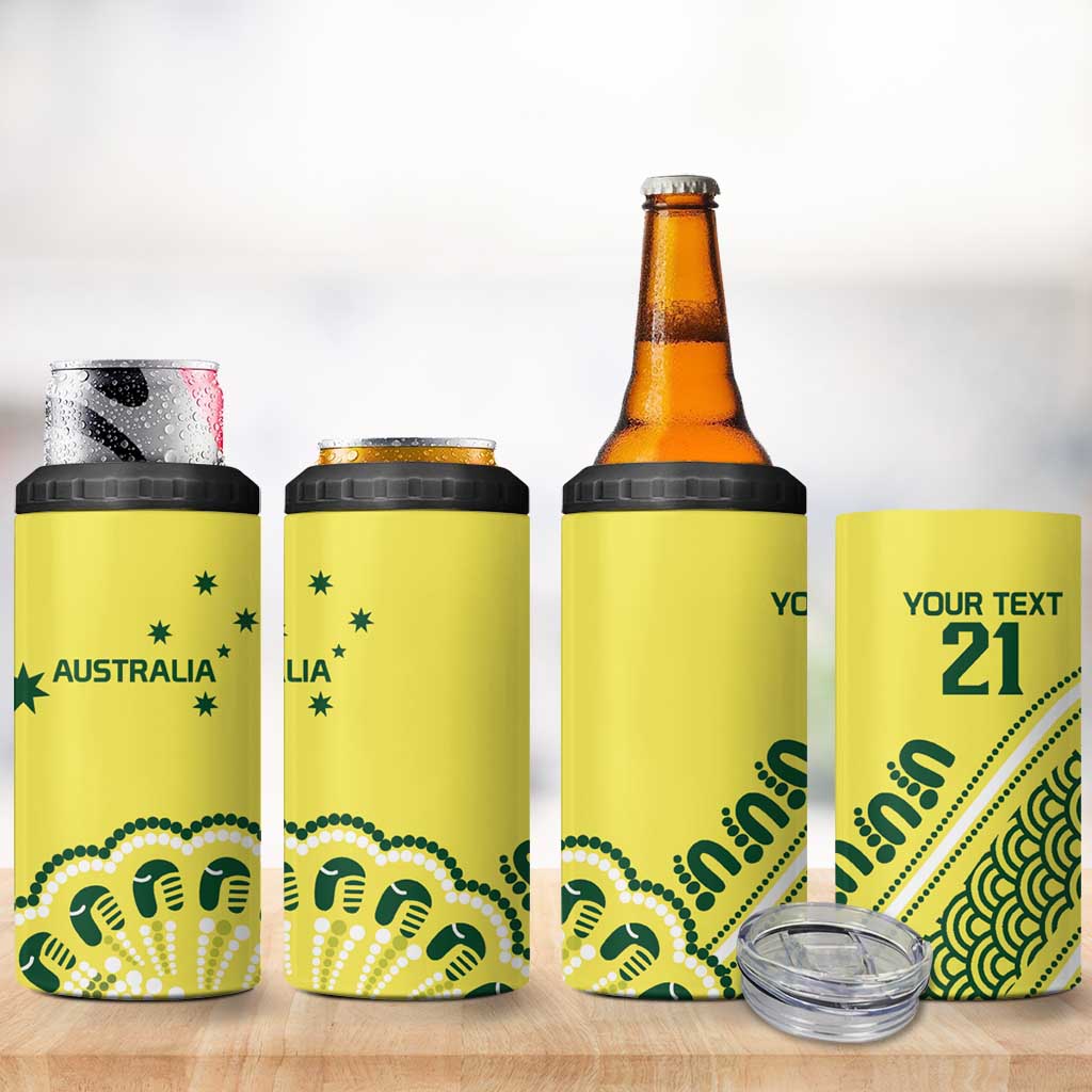 Custom Cricket Aussie Pride 4 in 1 Can Cooler Tumbler Aboriginal Dot Art Cricket - Aussie Hoodie