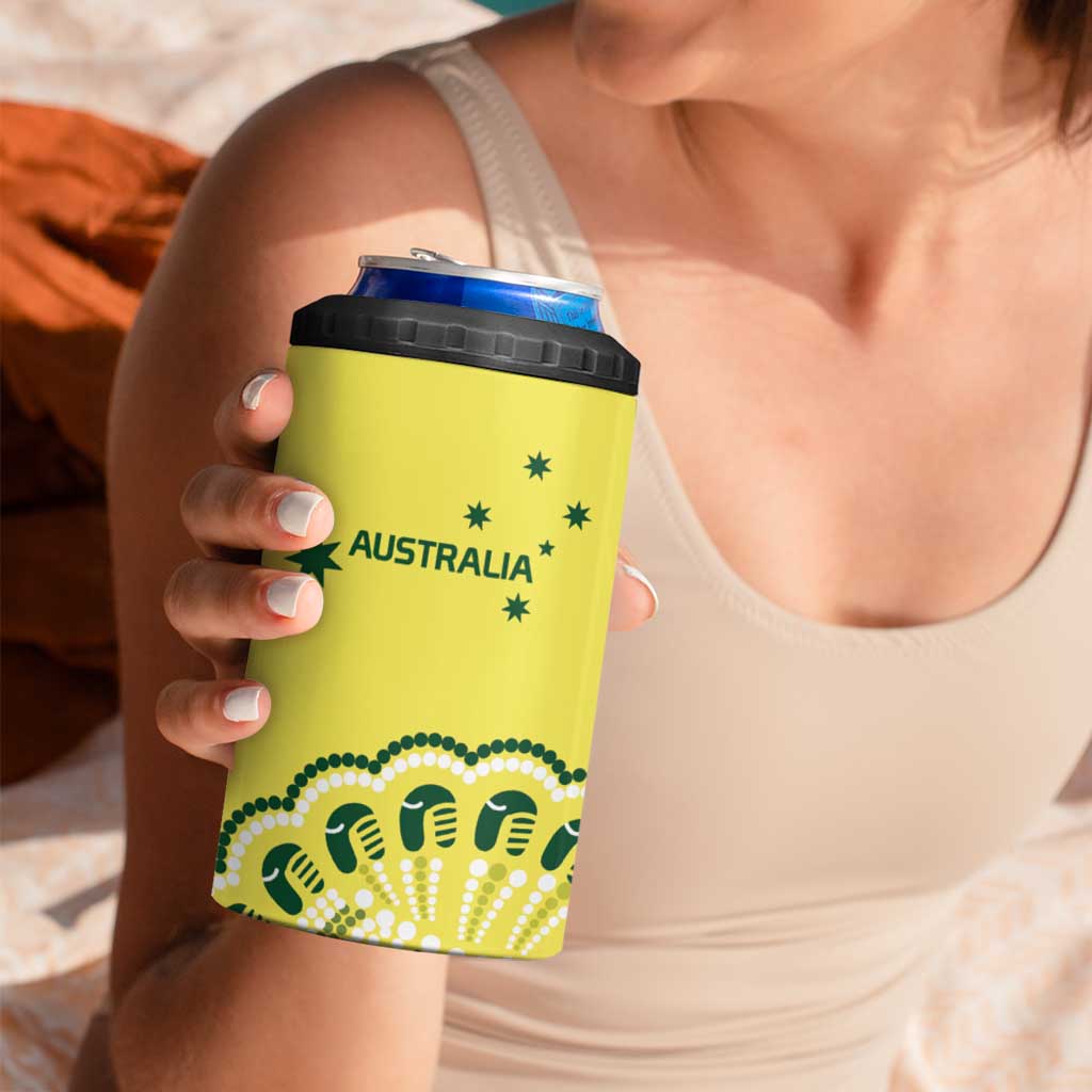 Custom Cricket Aussie Pride 4 in 1 Can Cooler Tumbler Aboriginal Dot Art Cricket - Aussie Hoodie