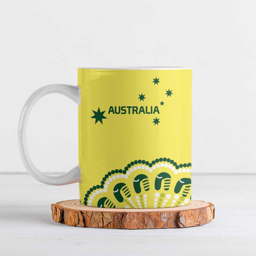 Custom Cricket Aussie Pride Ceramic Mug Aboriginal Dot Art Cricket - Aussie Hoodie