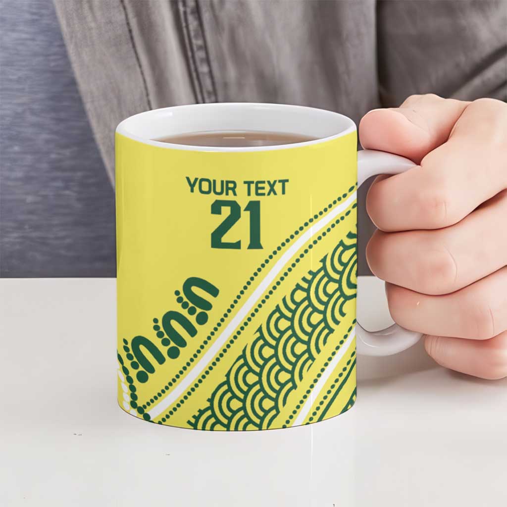 Custom Cricket Aussie Pride Ceramic Mug Aboriginal Dot Art Cricket - Aussie Hoodie