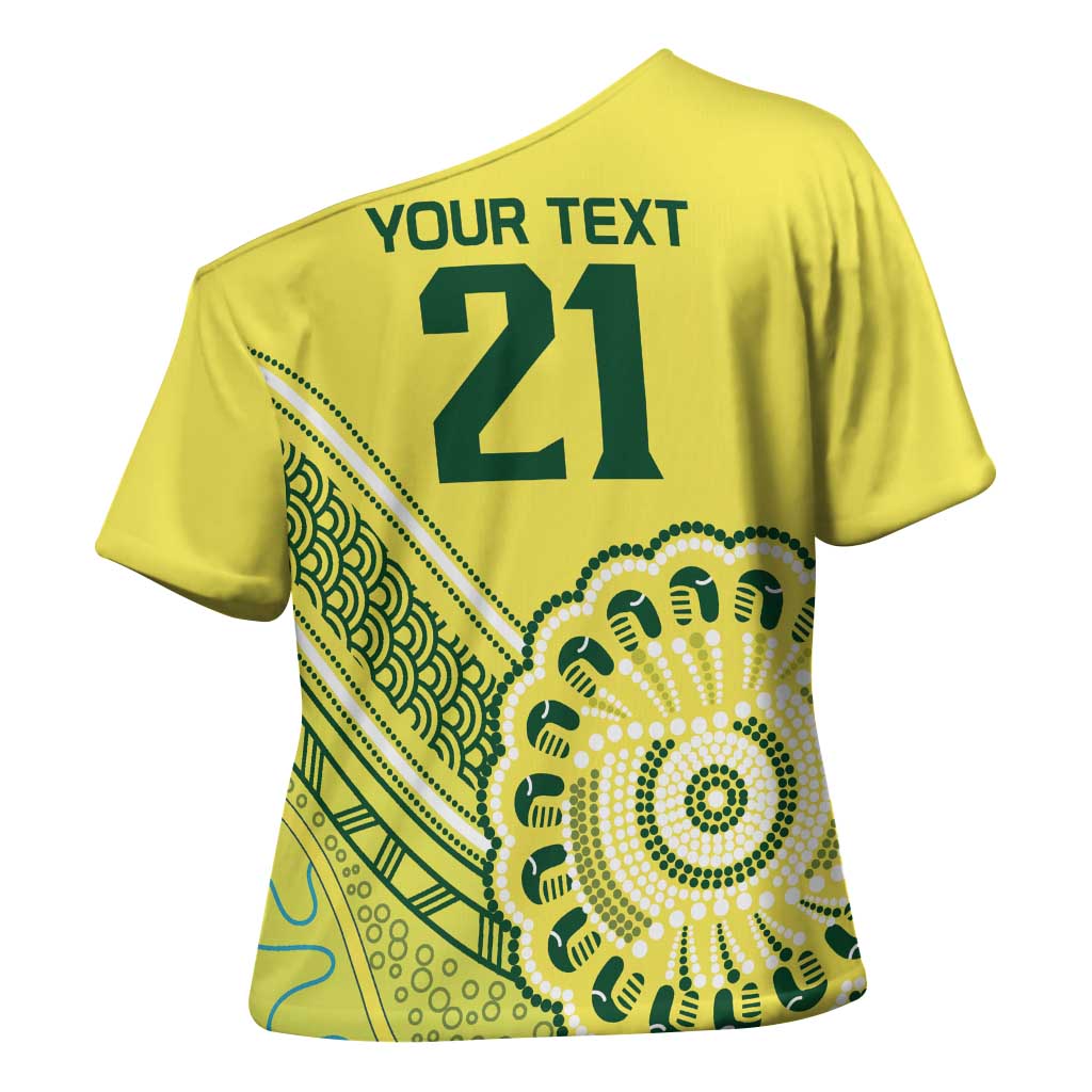 Custom Cricket Aussie Pride Cross Shoulder Shirt Aboriginal Dot Art Cricket - Aussie Hoodie