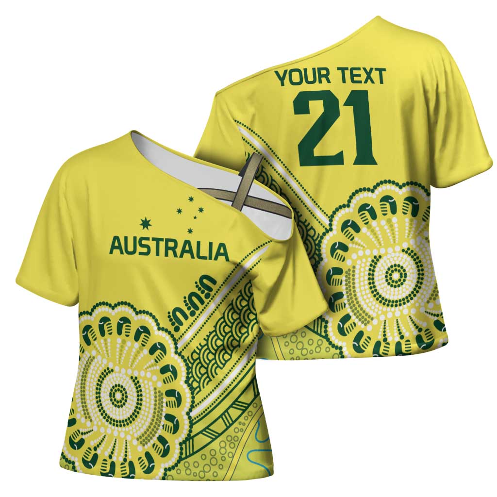 Custom Cricket Aussie Pride Cross Shoulder Shirt Aboriginal Dot Art Cricket - Aussie Hoodie