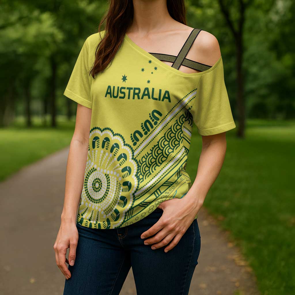 Custom Cricket Aussie Pride Cross Shoulder Shirt Aboriginal Dot Art Cricket - Aussie Hoodie