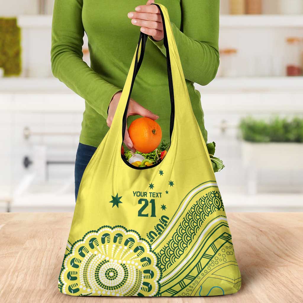Custom Cricket Aussie Pride Grocery Bag Aboriginal Dot Art Cricket - Aussie Hoodie
