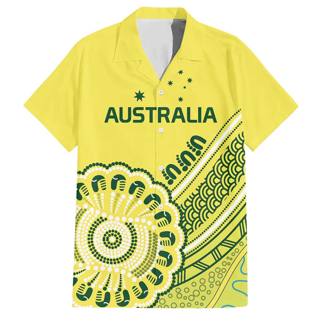 Custom Cricket Aussie Pride Hawaiian Shirt Aboriginal Dot Art Cricket - Aussie Hoodie