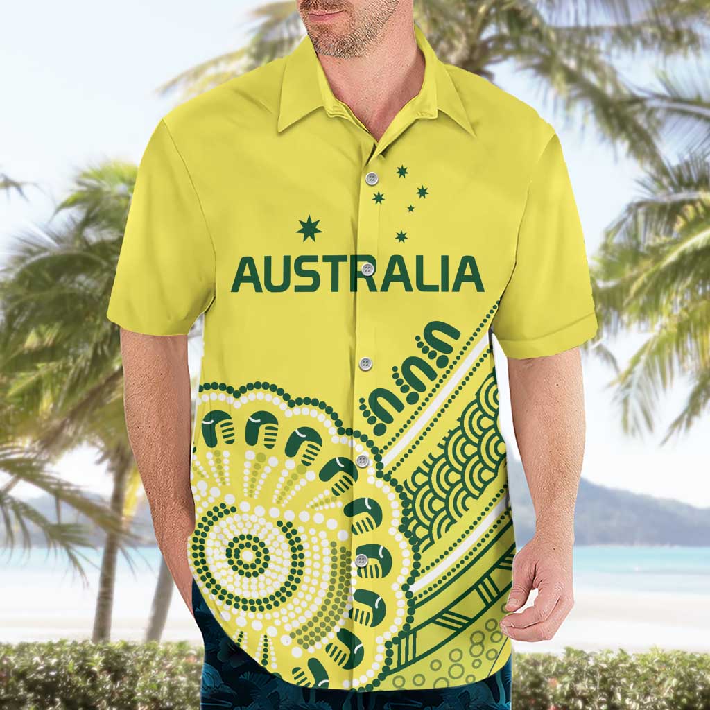 Custom Cricket Aussie Pride Hawaiian Shirt Aboriginal Dot Art Cricket - Aussie Hoodie