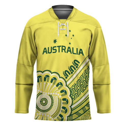 Custom Cricket Aussie Pride Hockey Jersey Aboriginal Dot Art Cricket - Aussie Hoodie