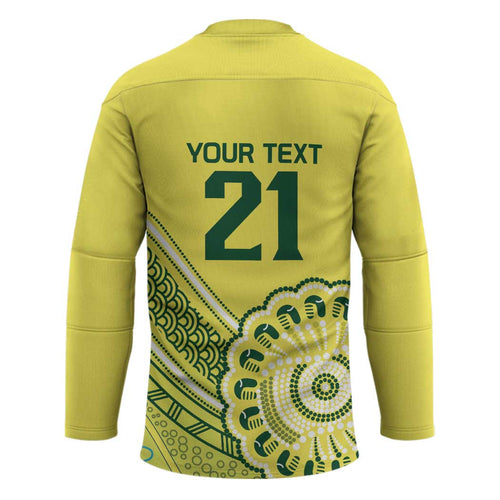Custom Cricket Aussie Pride Hockey Jersey Aboriginal Dot Art Cricket - Aussie Hoodie