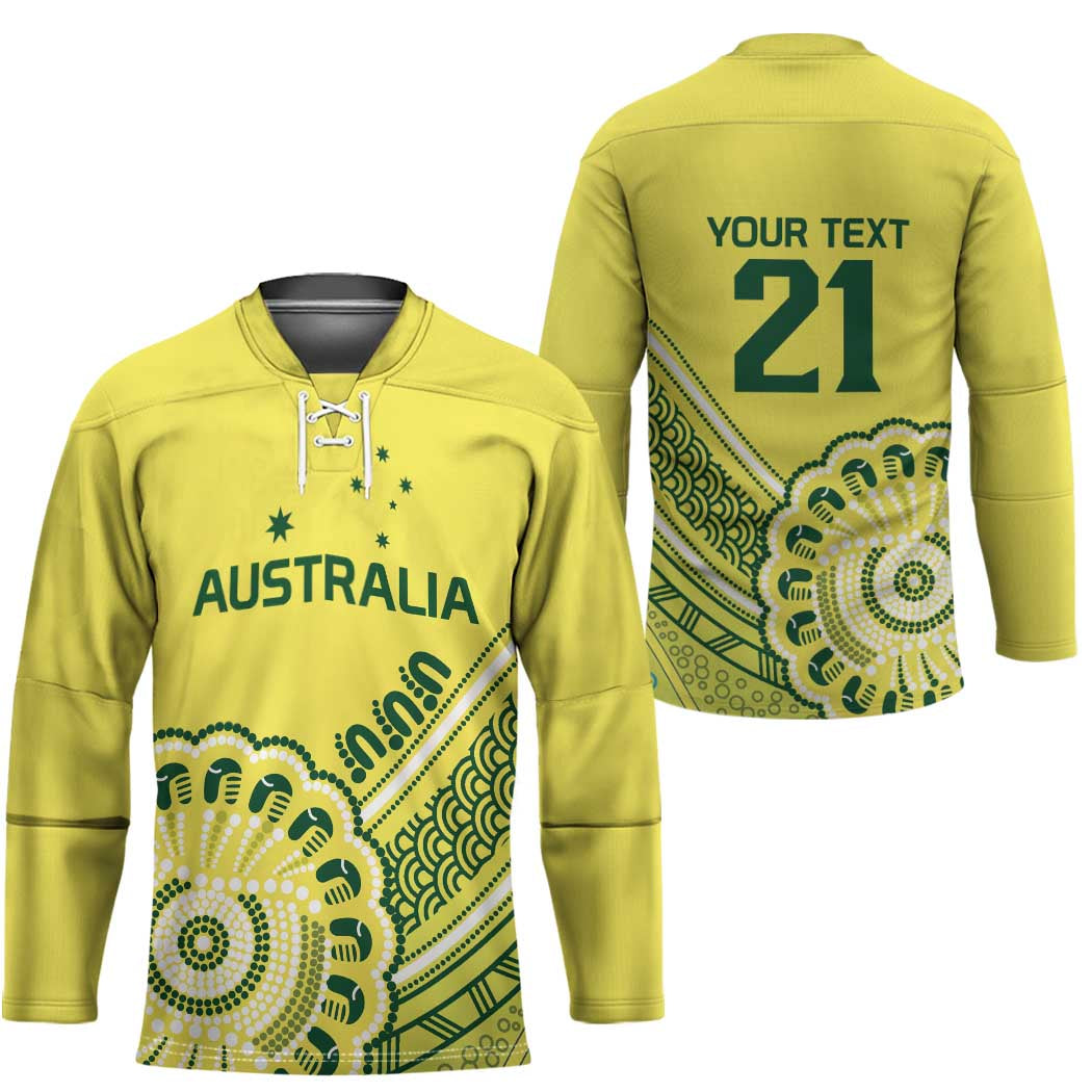 Custom Cricket Aussie Pride Hockey Jersey Aboriginal Dot Art Cricket - Aussie Hoodie