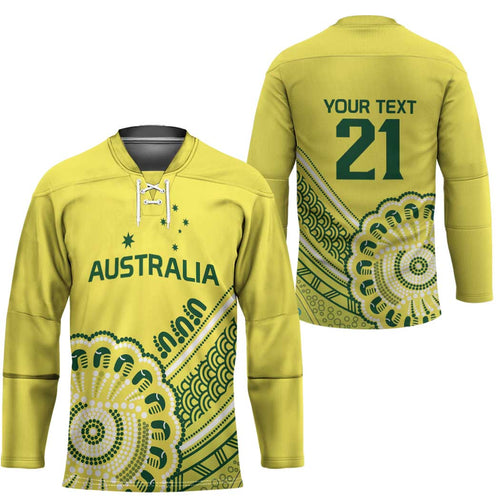 Custom Cricket Aussie Pride Hockey Jersey Aboriginal Dot Art Cricket - Aussie Hoodie