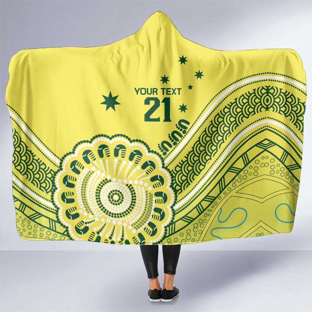 Custom Cricket Aussie Pride Hooded Blanket Aboriginal Dot Art Cricket - Aussie Hoodie