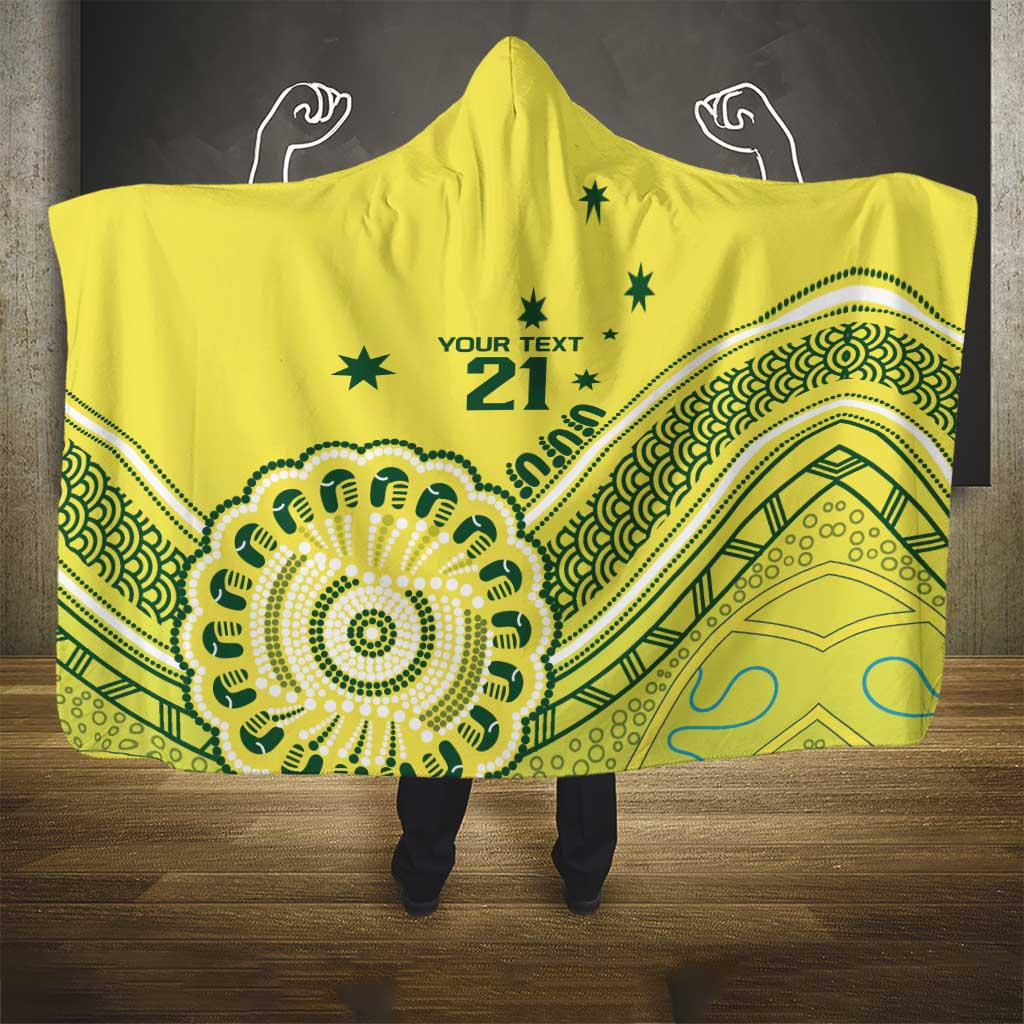 Custom Cricket Aussie Pride Hooded Blanket Aboriginal Dot Art Cricket - Aussie Hoodie