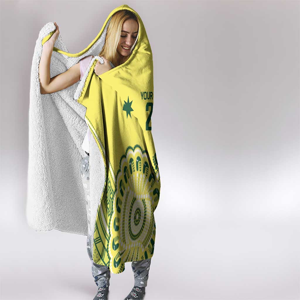 Custom Cricket Aussie Pride Hooded Blanket Aboriginal Dot Art Cricket - Aussie Hoodie