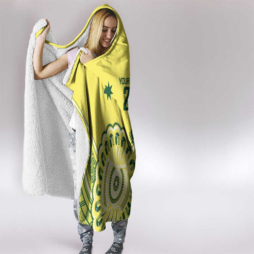 Custom Cricket Aussie Pride Hooded Blanket Aboriginal Dot Art Cricket - Aussie Hoodie