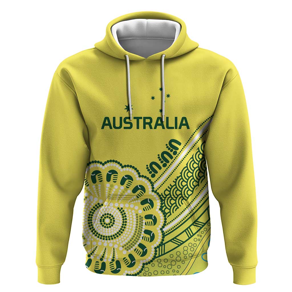 Custom Cricket Aussie Pride Hoodie Aboriginal Dot Art Cricket - Aussie Hoodie