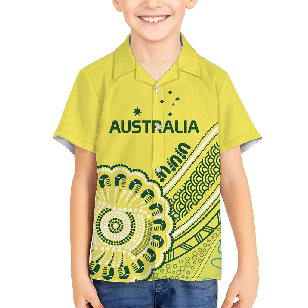 Custom Cricket Aussie Pride Kid Hawaiian Shirt Aboriginal Dot Art Cricket - Aussie Hoodie