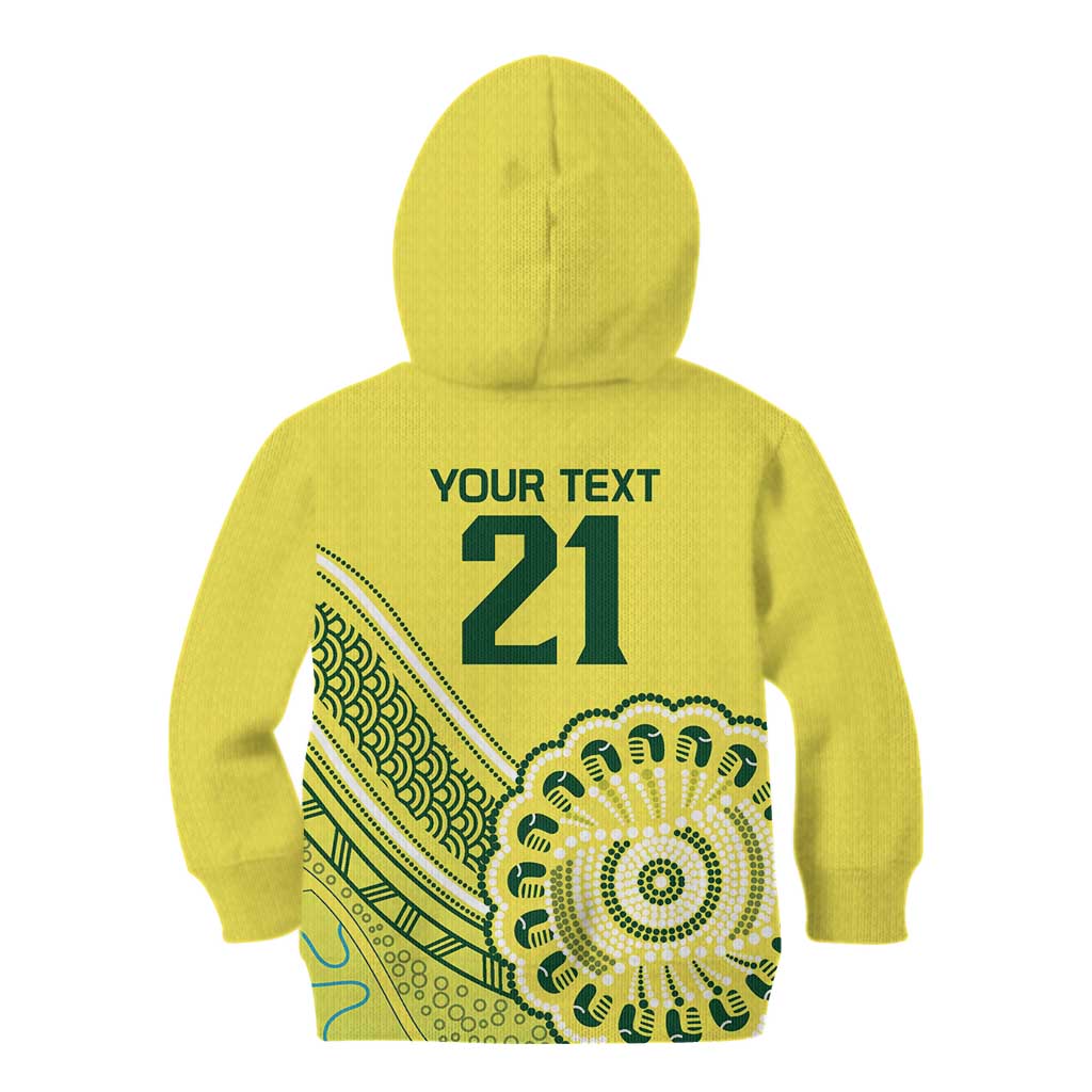Custom Cricket Aussie Pride Kid Hoodie Aboriginal Dot Art Cricket - Aussie Hoodie